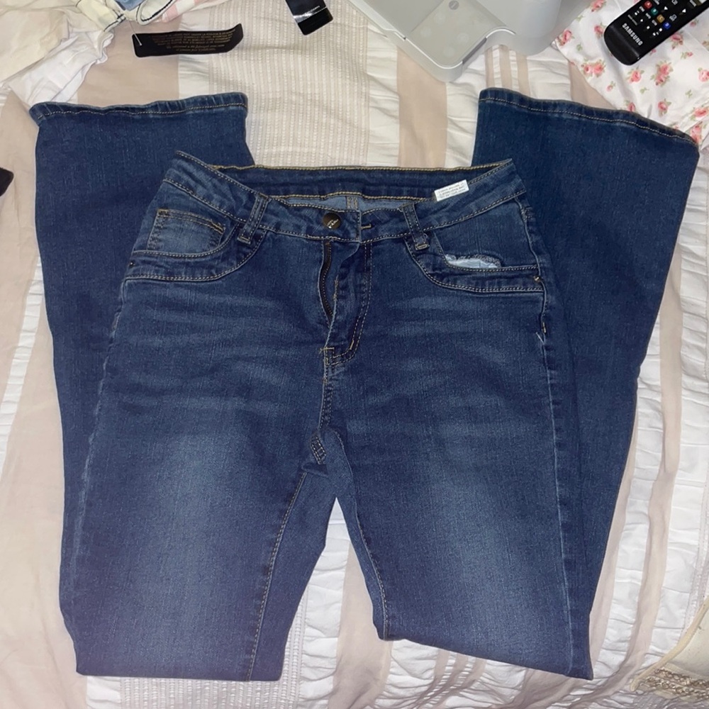 Dark washed flared jeans from shein